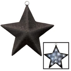 16" Black And Silver Glittered Light-Up County Western Sparkle Star