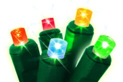 Set Of 50 Multi-Colored Always Lite Commercial Grade Wide Angle Twinkle Christmas Lights - Green Wire