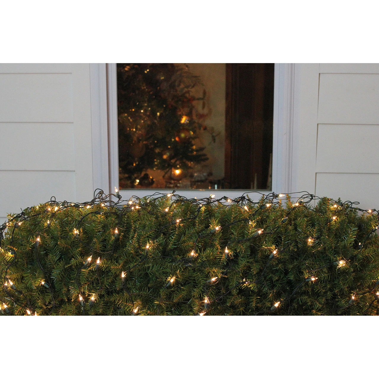 4' X 6' Clear Mini Net Style Christmas Lights, Green Wire 2 4' X 6' Clear Mini Net Style Christmas Lights, Green Wire - Image 2
