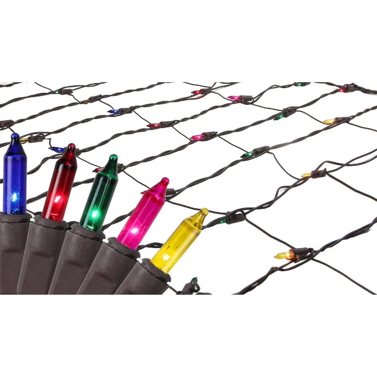 2' X 8' Multi-Color Mini Net Style Christmas Lights - Brown Wire 1 2' X 8' Multi-Color Mini Net Style Christmas Lights - Brown Wire