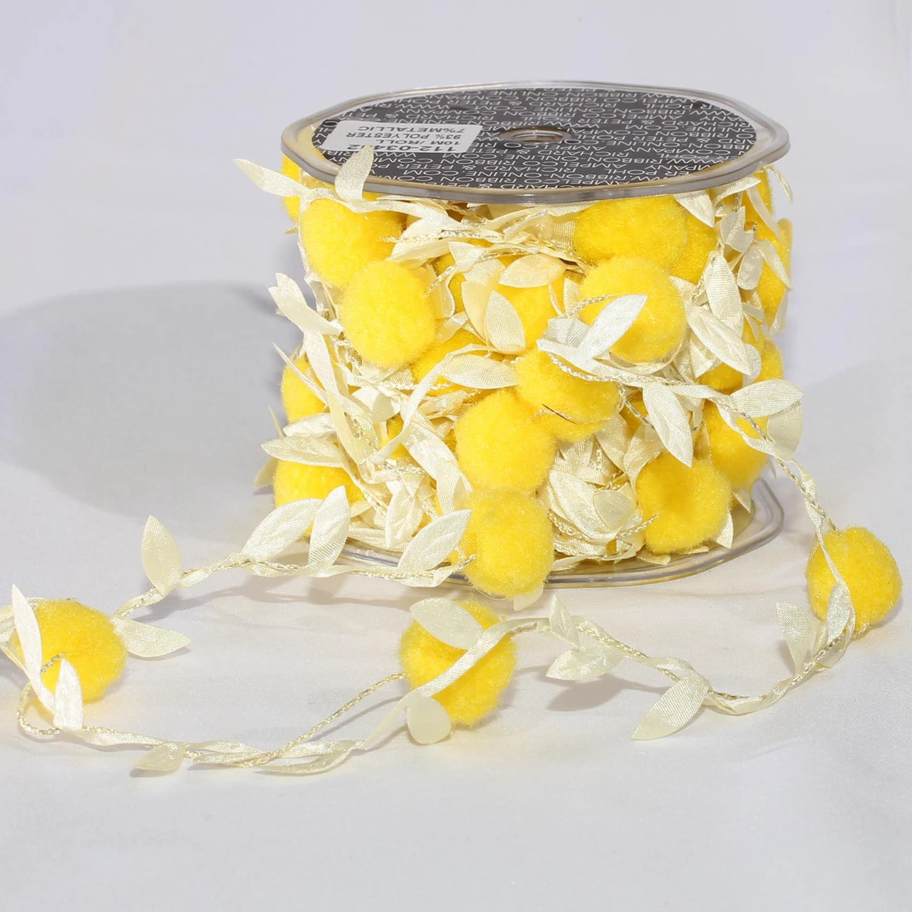 Yellow Leaves With Pom Pom Party Garland 0.75" X 22 Yards 2 Yellow Leaves With Pom Pom Party Garland 0.75" X 22 Yards - Image 2
