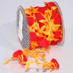 Orange Leaves With Pom Pom Party Garland 0.75" X 22 Yards