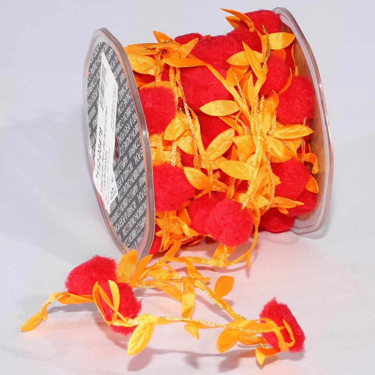Orange Leaves With Pom Pom Party Garland 0.75" X 22 Yards 1 Orange Leaves With Pom Pom Party Garland 0.75" X 22 Yards
