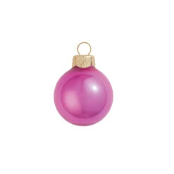 6ct Fuchsia Pink Shiny Christmas Ball Ornaments 4" (100mm)