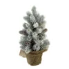 16” Medium Flocked Green Pine Artificial Table Top Christmas Tree With Burlap Base - Unlit