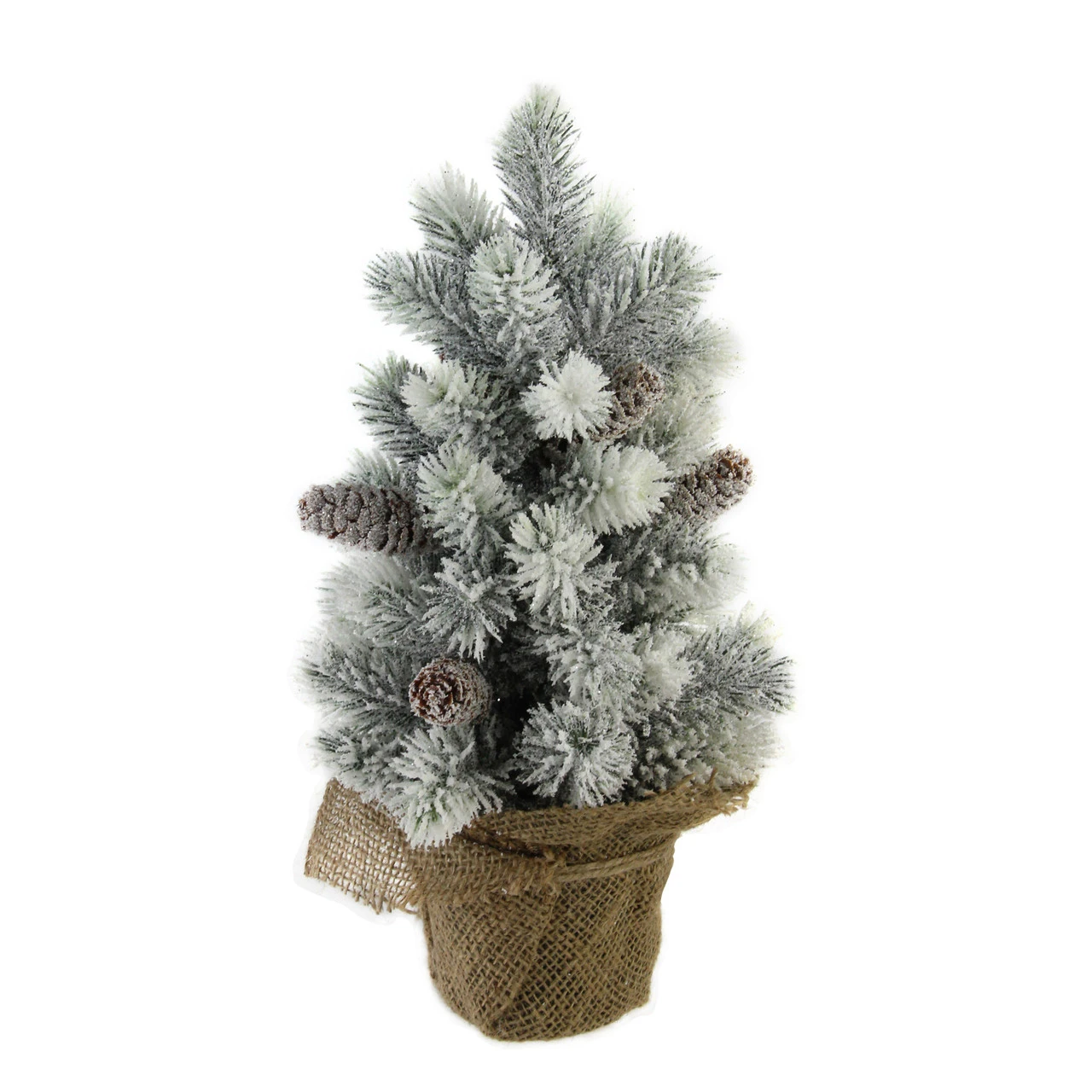 16” Medium Flocked Green Pine Artificial Table Top Christmas Tree With Burlap Base - Unlit 1 16” Medium Flocked Green Pine Artificial Table Top Christmas Tree With Burlap Base - Unlit