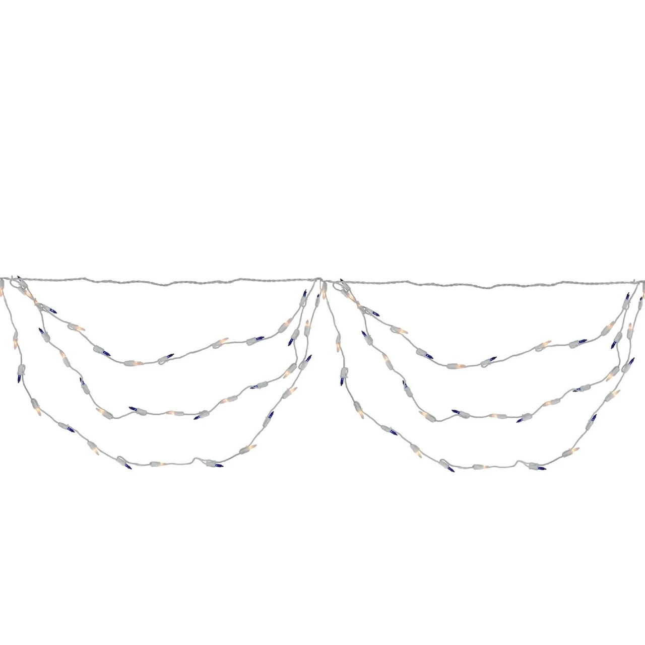Set Of 150 Blue And Clear Mini Swag Christmas Lights - 7.5 Ft White Wire 1 Set Of 150 Blue And Clear Mini Swag Christmas Lights - 7.5 Ft White Wire