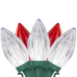 25ct Red And Pure White LED C9 Christmas Lights, 16ft Green Wire