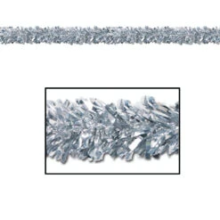 Pack Of 12 Shiny Metallic Silver Foil Tinsel 6-Ply Christmas Garlands 15' - Unlit
