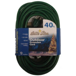 40’ Brite Star Grounded Indoor/Outdoor 3-Prong Extension Cord – Green Wire