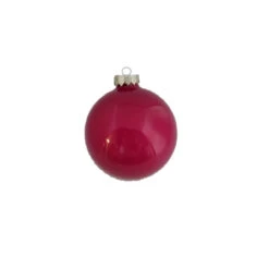 6ct Fuchsia Pink Clear Glass Christmas Ball Ornaments 4" (100mm)