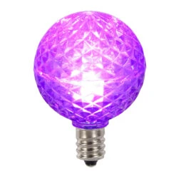 Club Pack Of 25 LED G40 Purple Faceted Replacement Christmas Light Bulbs