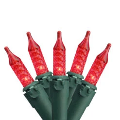 100 Red LED M5 Mini Christmas Lights - 32.4 Ft Green Wire