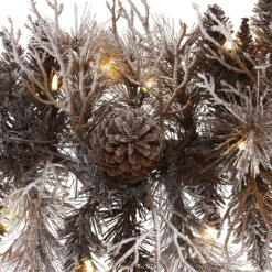 6' X 12" Pre-Lit Flocked Pine Cones Artificial Christmas Garland, Clear LED Lights -Best Christmas Store 4461 3 81844.1681814443