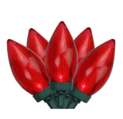 25 Red LED C9 Christmas Lights - 16 Ft Green Wire