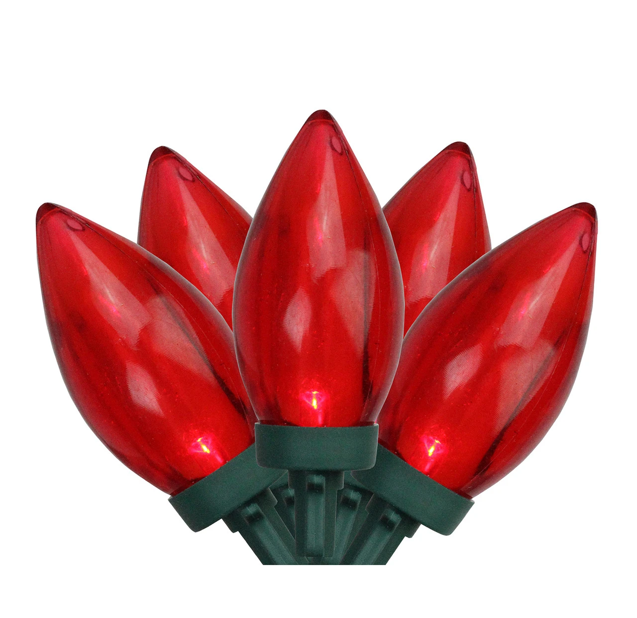 25 Red LED C9 Christmas Lights - 16 Ft Green Wire 1 25 Red LED C9 Christmas Lights - 16 Ft Green Wire