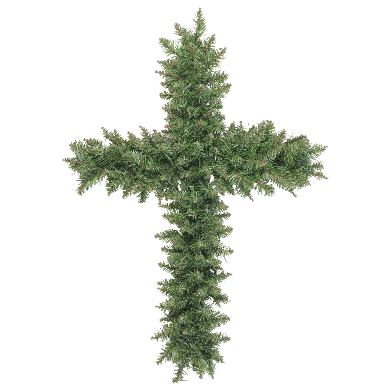 22" Green Pine Artificial Cross Shape Wreath With Ground Stake - Unlit 1 22" Green Pine Artificial Cross Shape Wreath With Ground Stake - Unlit