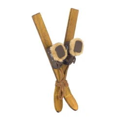 Pack Of 12 Beige Wood Ski And Boot Ornaments 20”