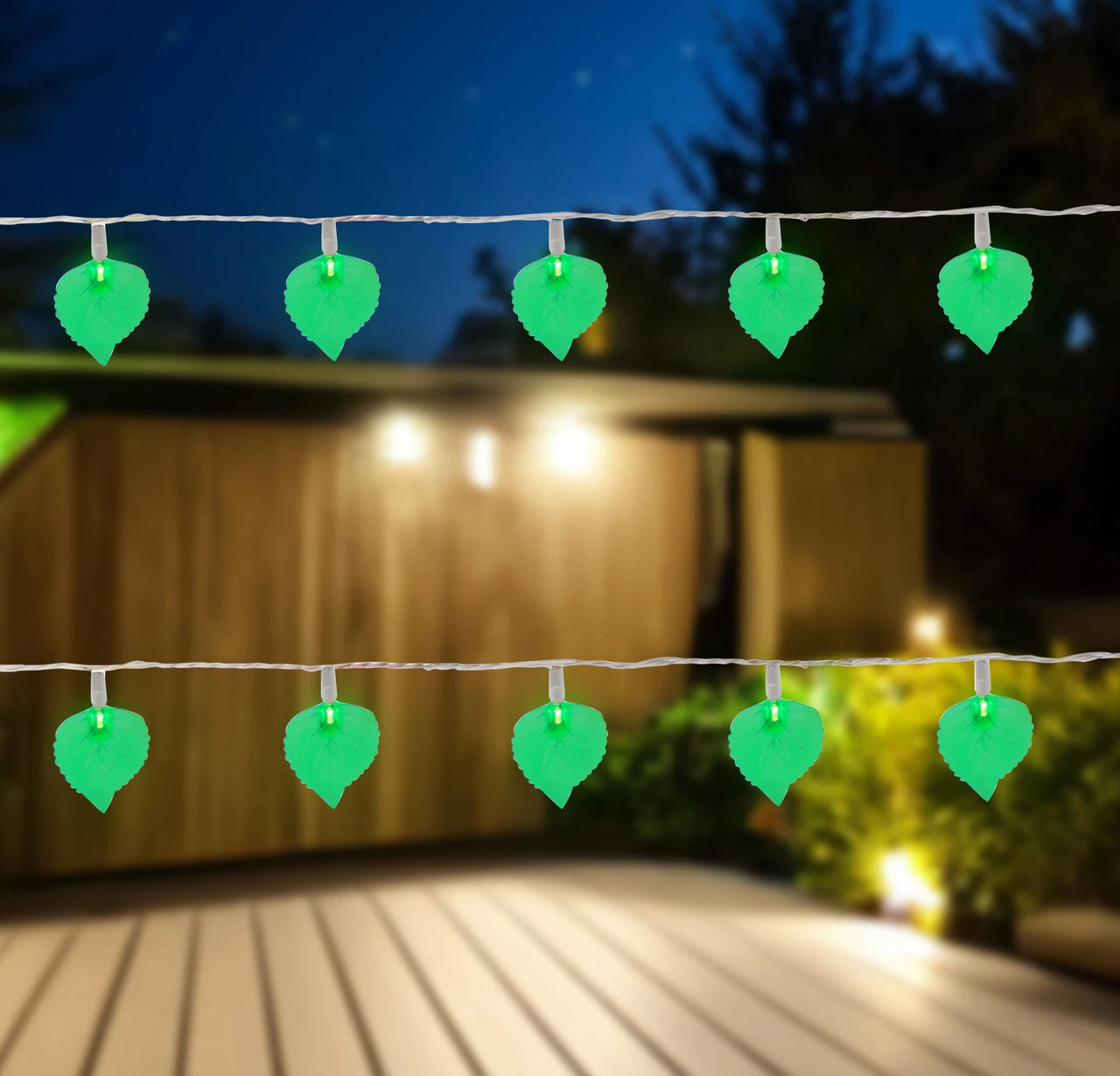 10 Battery Operated Leaf Shaped Novelty Christmas Lights - Clear Wire 1 10 Battery Operated Leaf Shaped Novelty Christmas Lights - Clear Wire