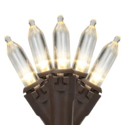100-Count White And Brown LED Mini Christmas Lights, 33ft Brown Wire