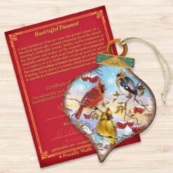 Set Of 2 Birds Rest Onion Shaped Wooden Christmas Ornaments 5.5" -Best Christmas Store 8035222 3 48009.1667548782