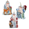 Set Of 3 Tale Of Father Frost Wooden Christmas Ornaments 5.5"