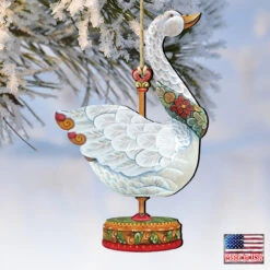 Set Of 2 Goose Carousel Wooden Christmas Ornaments 5.5" -Best Christmas Store 8114039 4 96579.1667549776