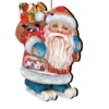 Set Of 2 Santa Claus Is Coming To Town Wooden Christmas Ornaments 5.5"