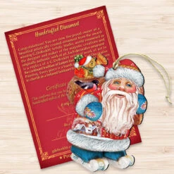 Set Of 2 Santa Claus Is Coming To Town Wooden Christmas Ornaments 5.5" -Best Christmas Store 8117663 3 69210.1667549867