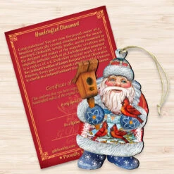 Set Of 2 Santa Cardinals Wooden Christmas Ornaments 5.5" -Best Christmas Store 8118023 3 72672.1667549883
