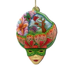 Set Of 2 Vivid Butterfly Wooden Mardi Gras Christmas Ornaments 5.5"