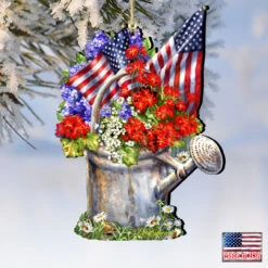 Set Of 2 American Freedom Celebration Wooden Christmas Ornaments 5.5" -Best Christmas Store 8161040 1711 4 61663.1667549741