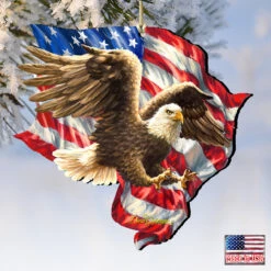 Set Of 2 American Independence Eagle Wooden Ornaments 5.5" -Best Christmas Store 8161052 1432 4 11457.1667549745