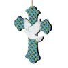 Set Of 2 Cross With White Dove Wooden Christmas Ornaments 5.5"