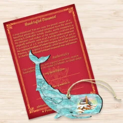 Set Of 2 Whale Beach Scene Wooden Christmas Ornaments 5.5" -Best Christmas Store 8198516 3 23415.1667549674