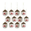 Set Of 12 White And Brown Cardinal Pine "Joy" And "Peace" Christmas Ornament 4.50"