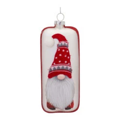 Set Of 12 Red And White Glass Gnome Christmas Ornament 6.25" -Best Christmas Store 83315 10 59056.1687598456