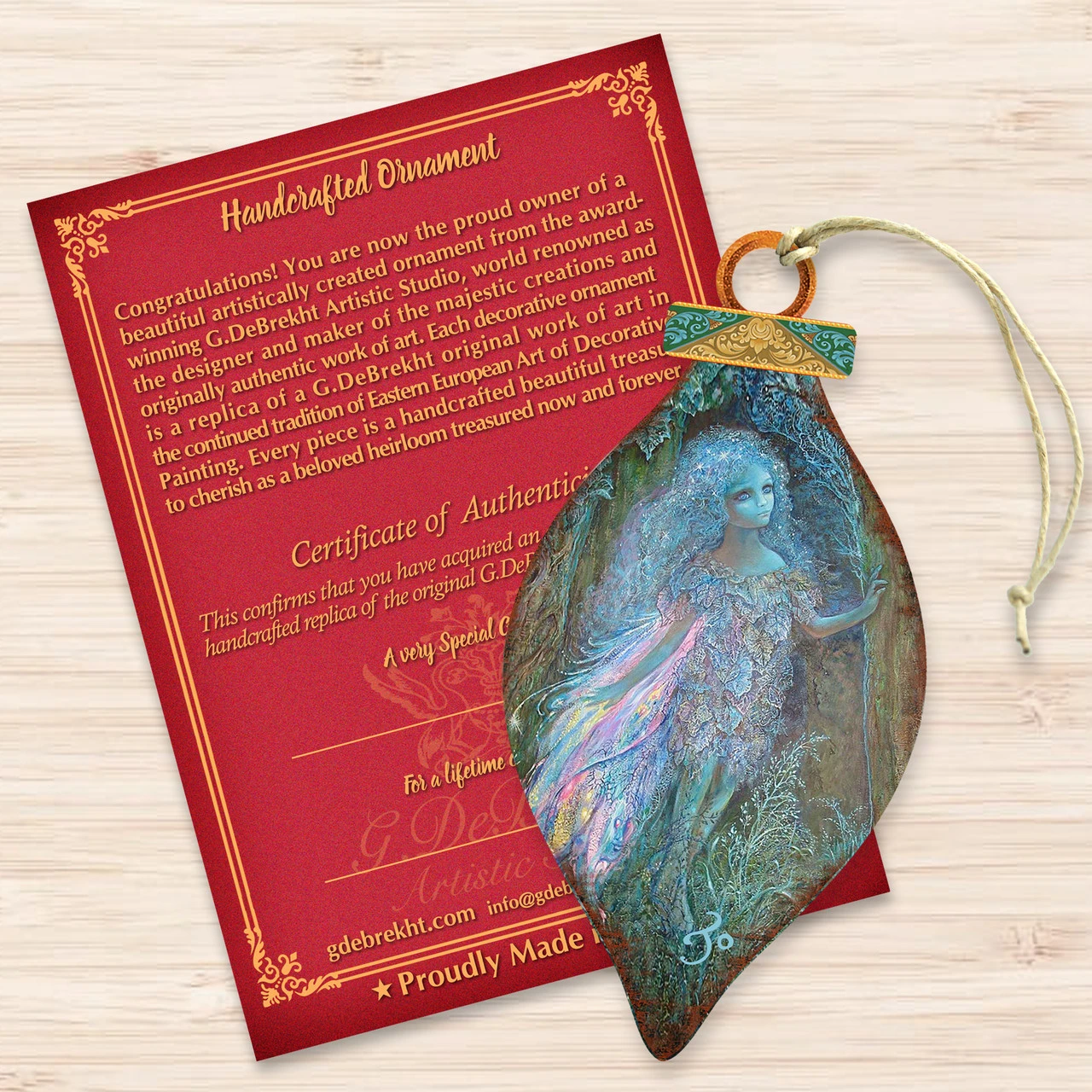 Set Of 2 Luminous Fairy In The Forest Wooden Christmas Ornaments 5.5" 3 Set Of 2 Luminous Fairy In The Forest Wooden Christmas Ornaments 5.5" - Image 3