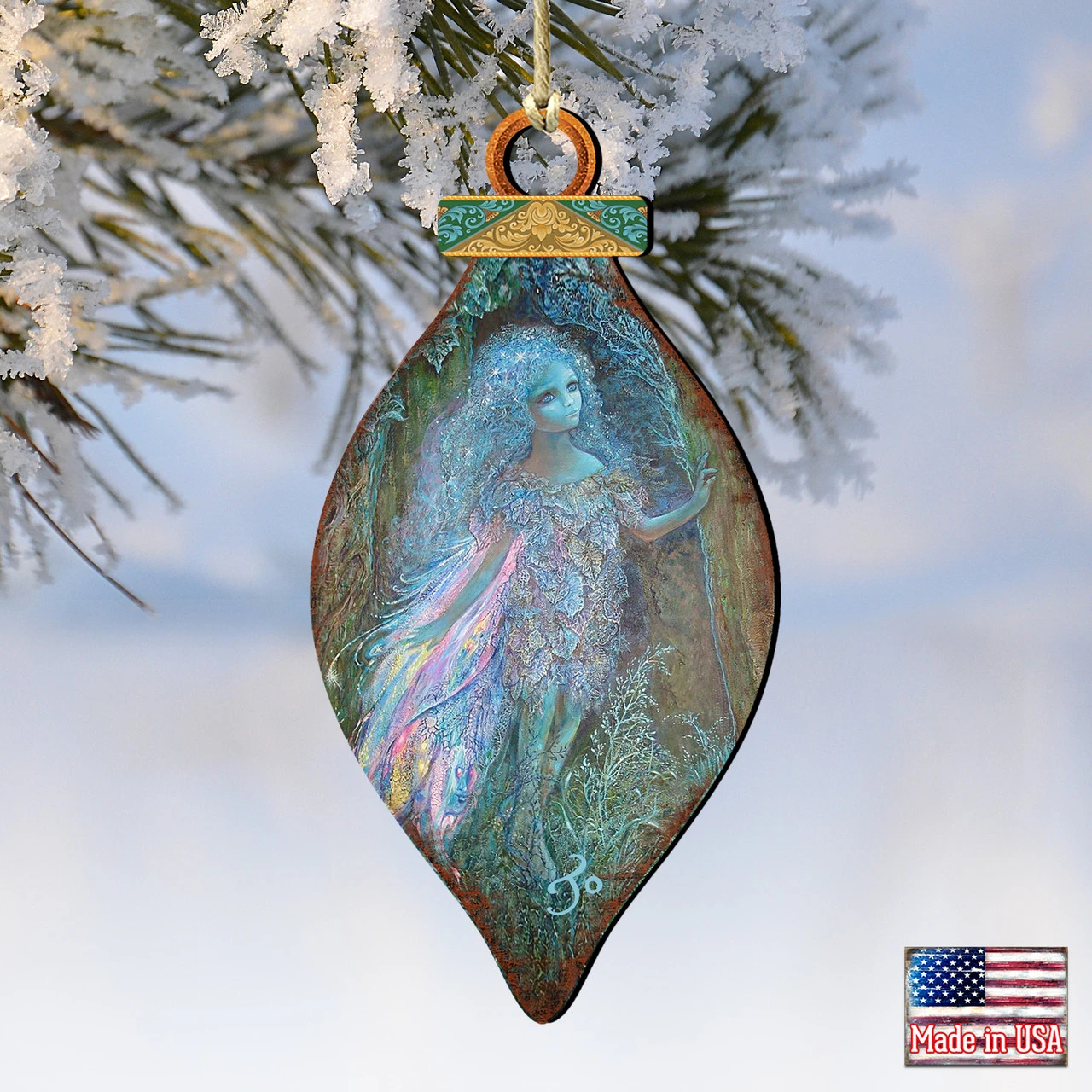 Set Of 2 Luminous Fairy In The Forest Wooden Christmas Ornaments 5.5" 4 Set Of 2 Luminous Fairy In The Forest Wooden Christmas Ornaments 5.5" - Image 4