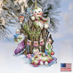 Set Of 2 Snowmen Rest Wooden Christmas Ornaments 5.5" -Best Christmas Store 8457502 4 87577.1667549718