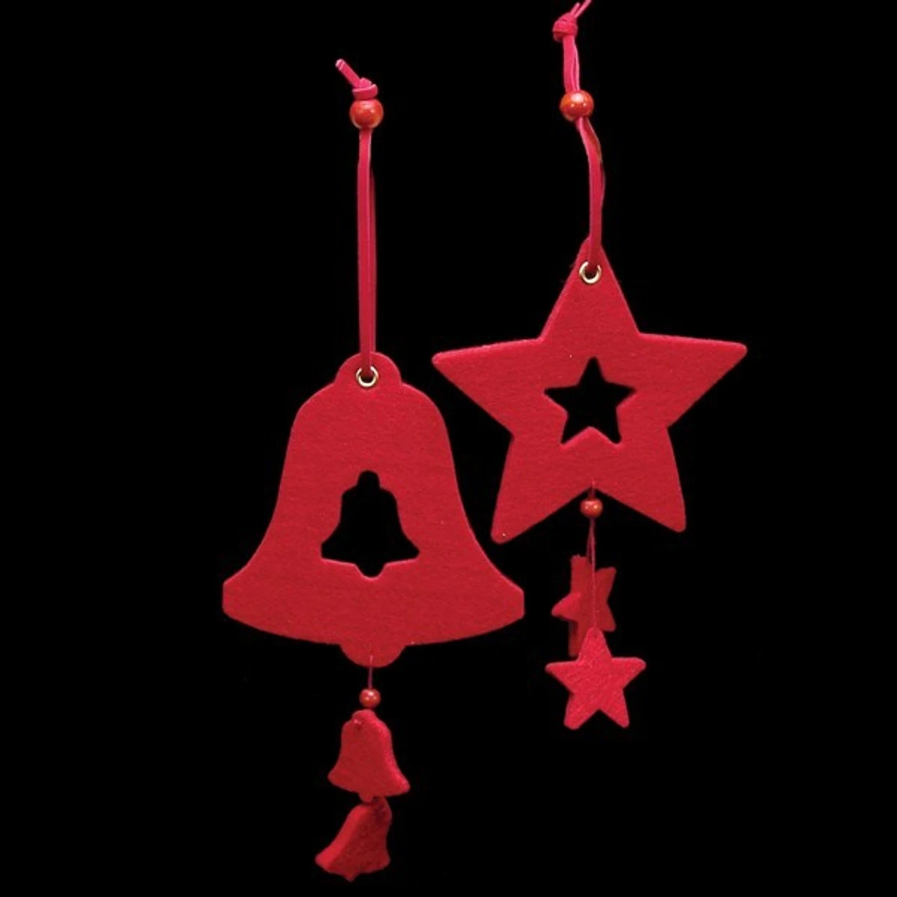 Club Pack Of 18 Bright Red Color Bell And Star Felt Ornaments 1 Club Pack Of 18 Bright Red Color Bell And Star Felt Ornaments