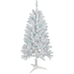 4' Pre-Lit White Artificial Christmas Tree, Green Lights