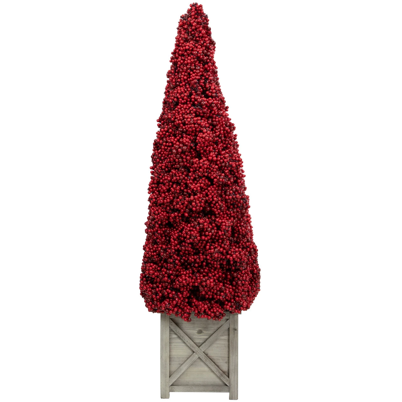 40" Red Berry Cone Potted Christmas Topiary 1 40" Red Berry Cone Potted Christmas Topiary