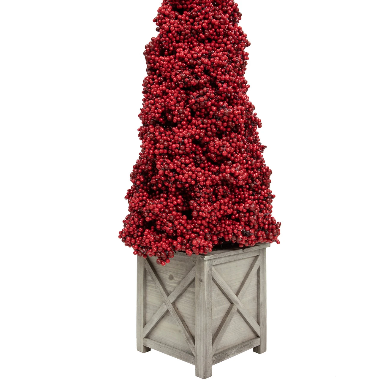 40" Red Berry Cone Potted Christmas Topiary 5 40" Red Berry Cone Potted Christmas Topiary - Image 5