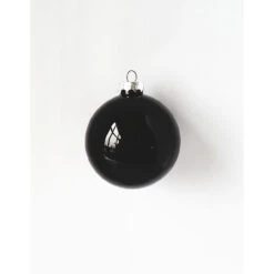 8ct Black Shiny Glass Christmas Ball Ornaments 3.25" (80mm)