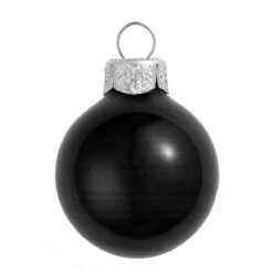 6ct Black And Silver Shiny Glass Christmas Ball Ornaments 4" (100mm)
