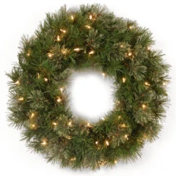 24" Atlanta Spruce Artificial Christmas Wreath - Clear Lights