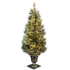 5' Pre-lit Potted Wispy Willow Grande Entrance Artificial Christmas Tree – Clear Lights