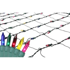4' X 6' Multi-Color Mini Incandescent Net Style Christmas Lights - Green Wire