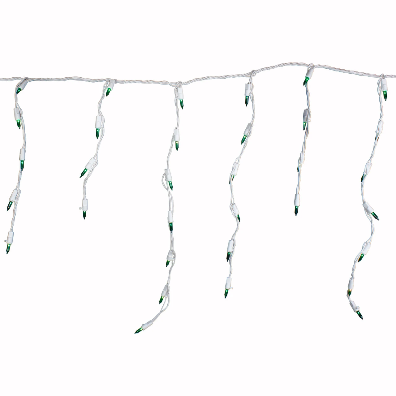 Set Of 100 Green Icicle Christmas Lights - 7.8 Ft White Wire 1 Set Of 100 Green Icicle Christmas Lights - 7.8 Ft White Wire